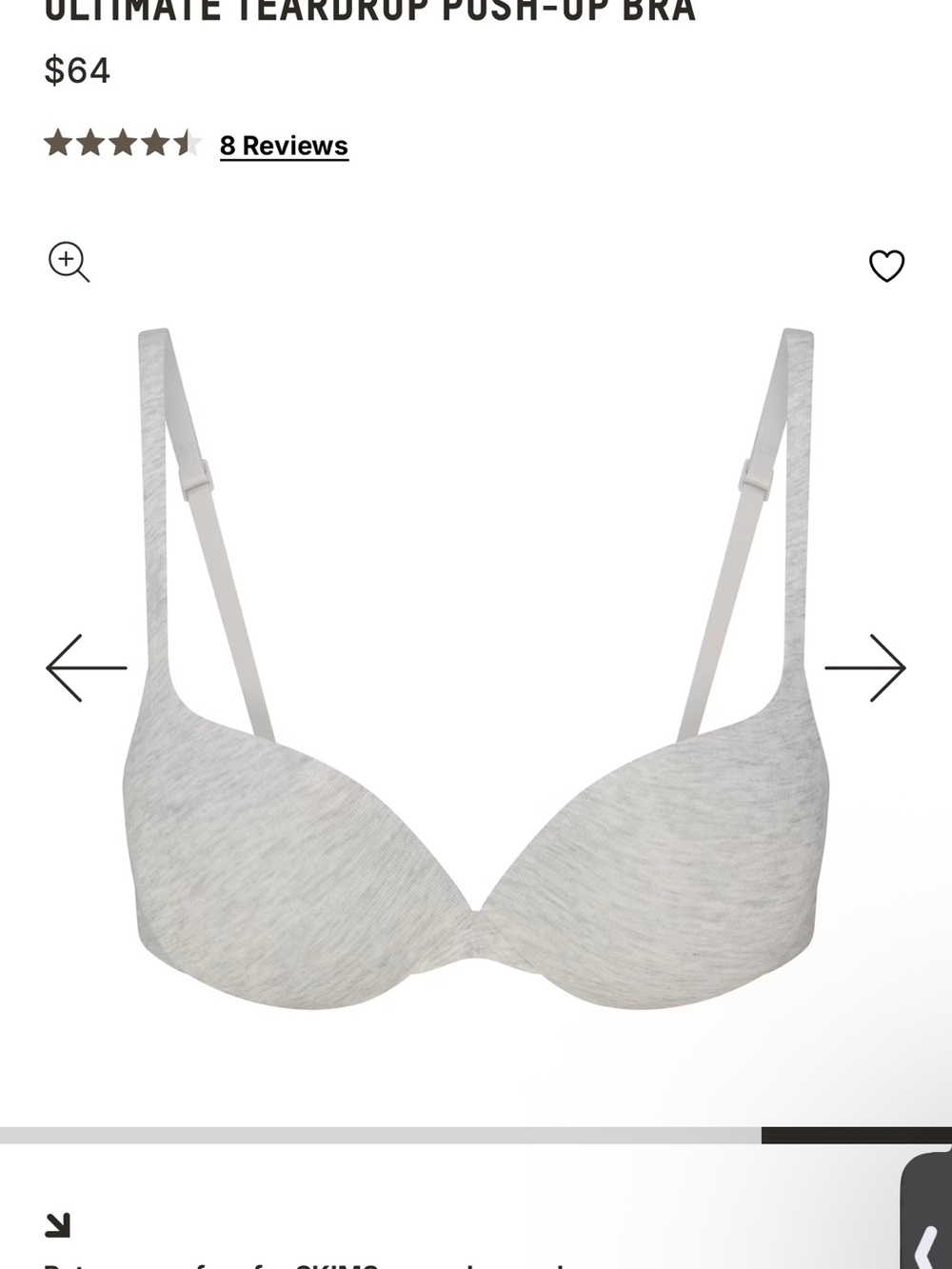 SKIMS Light Heather Gray Push-Up Bra